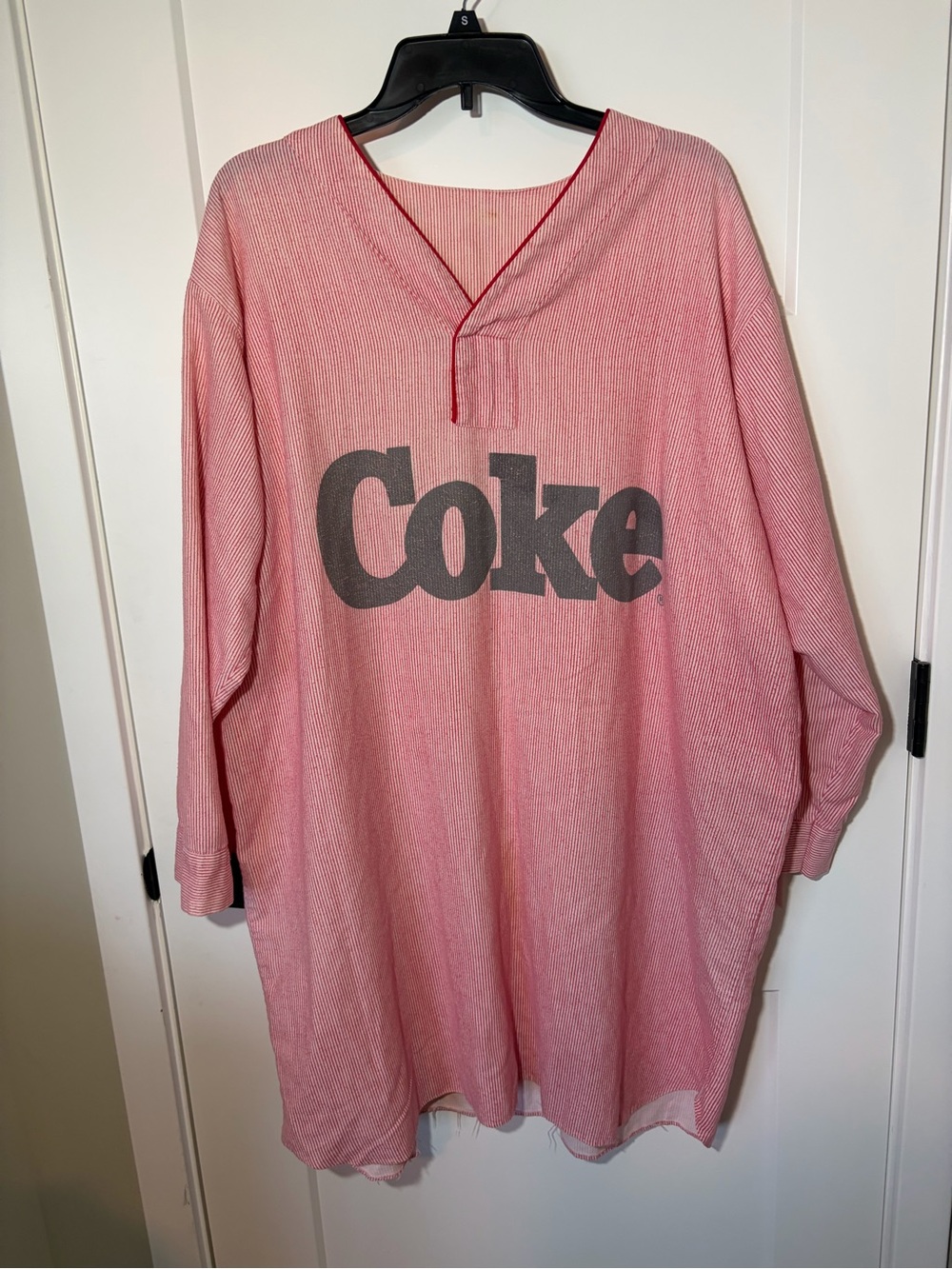 VINTAGE Coke Logo Red Striped Oversized Tunic